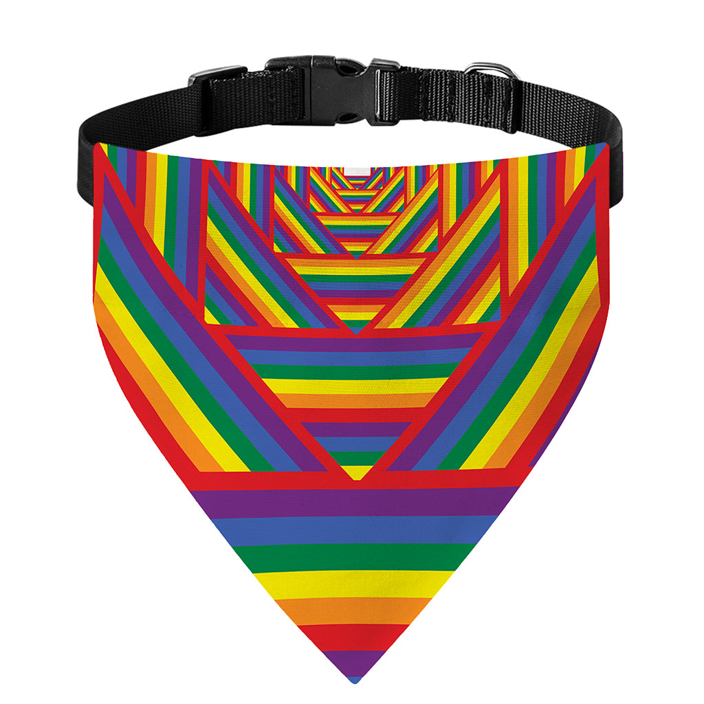 Abstract Rainbow LGBT Stripes Print Over The Collar Dog Bandana