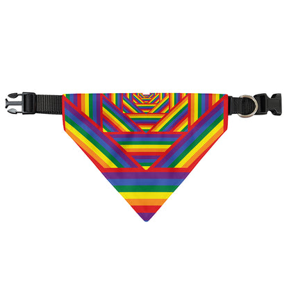 Abstract Rainbow LGBT Stripes Print Over The Collar Dog Bandana