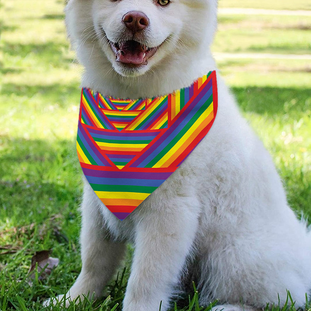 Abstract Rainbow LGBT Stripes Print Over The Collar Dog Bandana