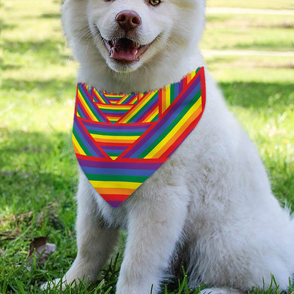 Abstract Rainbow LGBT Stripes Print Over The Collar Dog Bandana