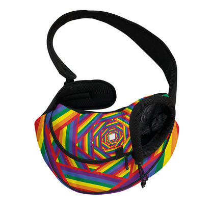 Abstract Rainbow LGBT Stripes Print Pet Sling Carrier