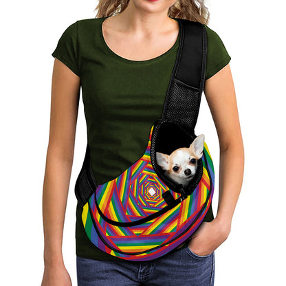 Abstract Rainbow LGBT Stripes Print Pet Sling Carrier