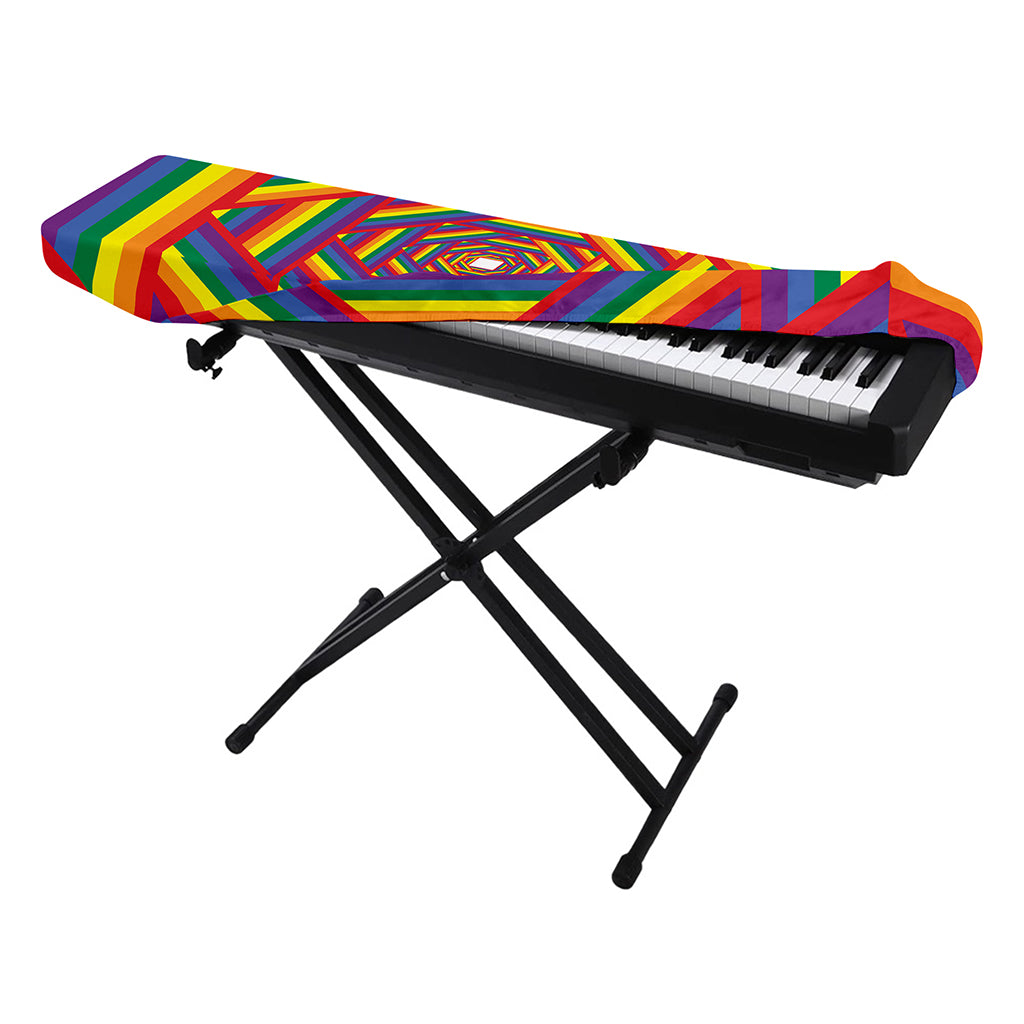 Abstract Rainbow LGBT Stripes Print Piano Keyboard Cover