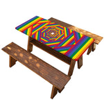 Abstract Rainbow LGBT Stripes Print Picnic Table Cover