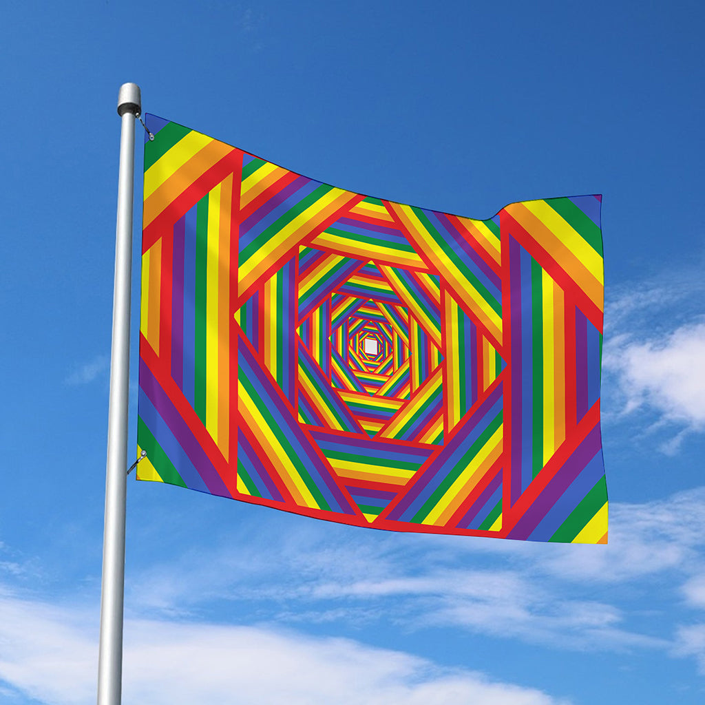 Abstract Rainbow LGBT Stripes Print Polyester Flag