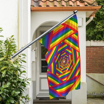 Abstract Rainbow LGBT Stripes Print Polyester Flag