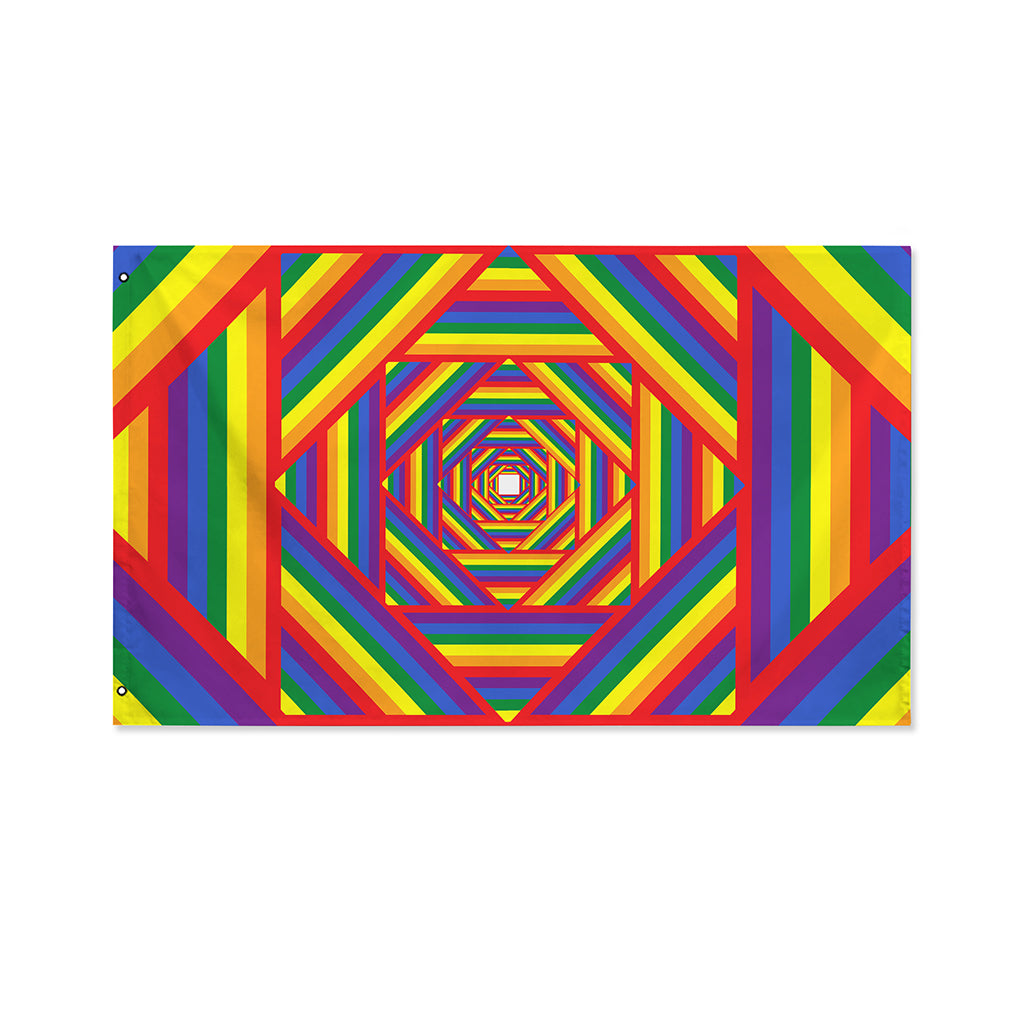 Abstract Rainbow LGBT Stripes Print Polyester Flag