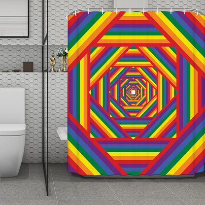 Abstract Rainbow LGBT Stripes Print Polyester Shower Curtain