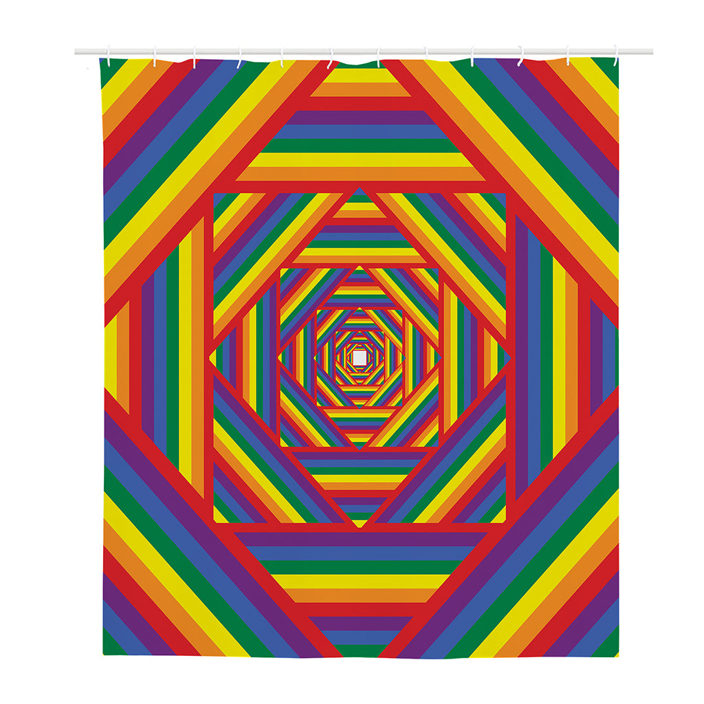 Abstract Rainbow LGBT Stripes Print Polyester Shower Curtain