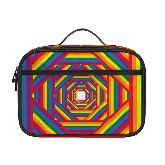 Abstract Rainbow LGBT Stripes Print Portable Lunch Bag