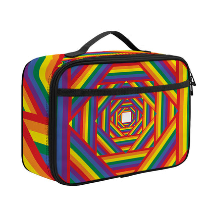 Abstract Rainbow LGBT Stripes Print Portable Lunch Bag