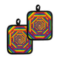 Abstract Rainbow LGBT Stripes Print Pot Holders
