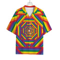 Abstract Rainbow LGBT Stripes Print Rayon Hawaiian Shirt