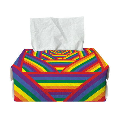 Abstract Rainbow LGBT Stripes Print Rectangle Tissue Box Cover