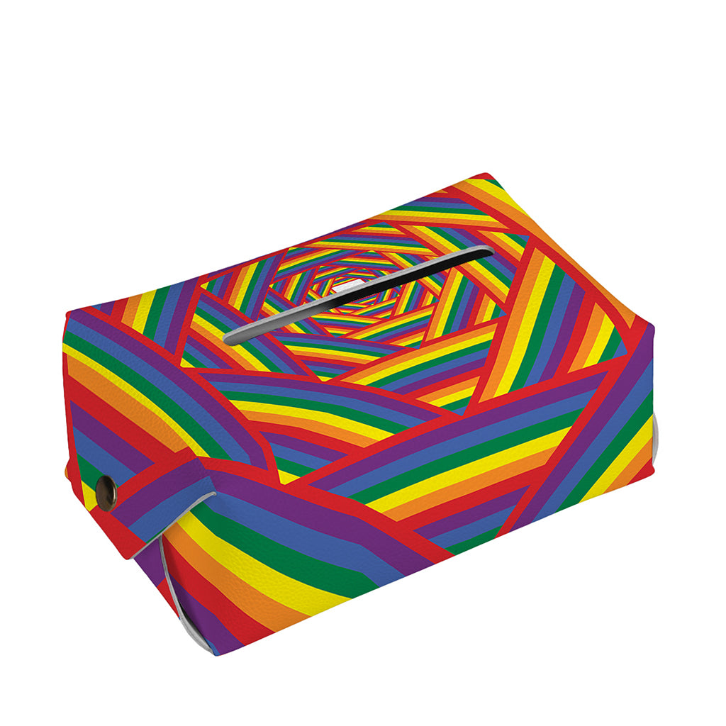 Abstract Rainbow LGBT Stripes Print Rectangle Tissue Box Cover