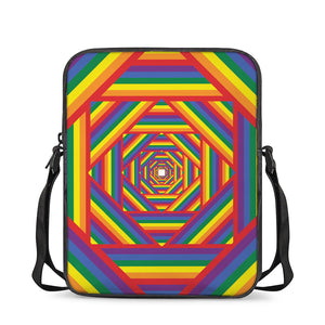 Abstract Rainbow LGBT Stripes Print Rectangular Crossbody Bag