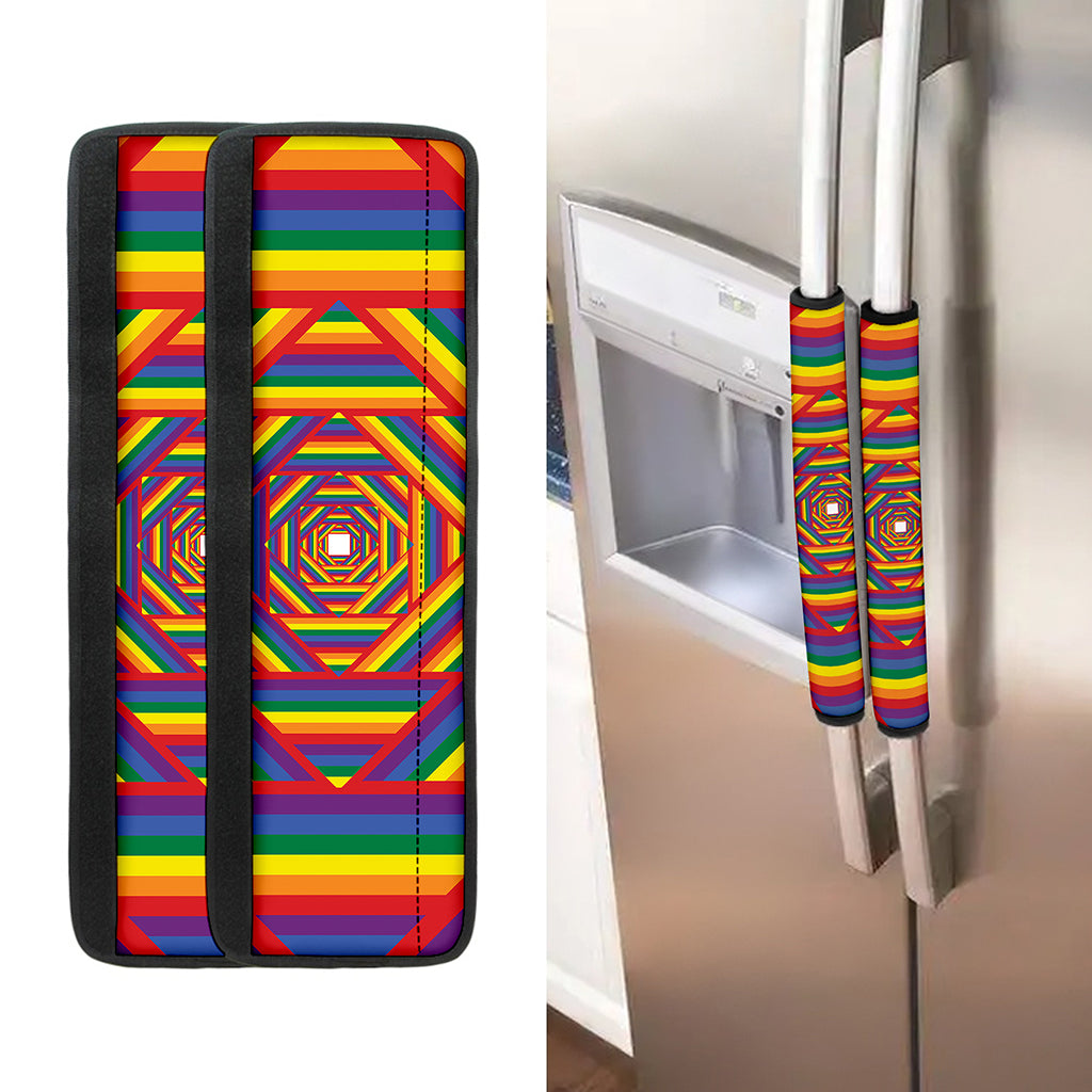 Abstract Rainbow LGBT Stripes Print Refrigerator Handle Covers