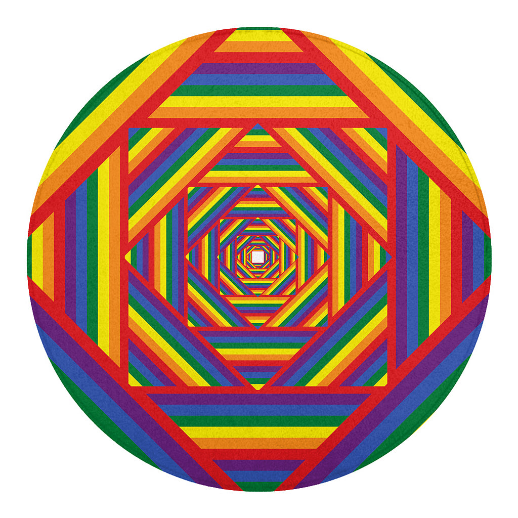 Abstract Rainbow LGBT Stripes Print Round Blanket