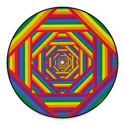 Abstract Rainbow LGBT Stripes Print Round Floor Mat
