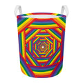 Abstract Rainbow LGBT Stripes Print Round Laundry Basket