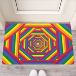 Abstract Rainbow LGBT Stripes Print Rubber Doormat