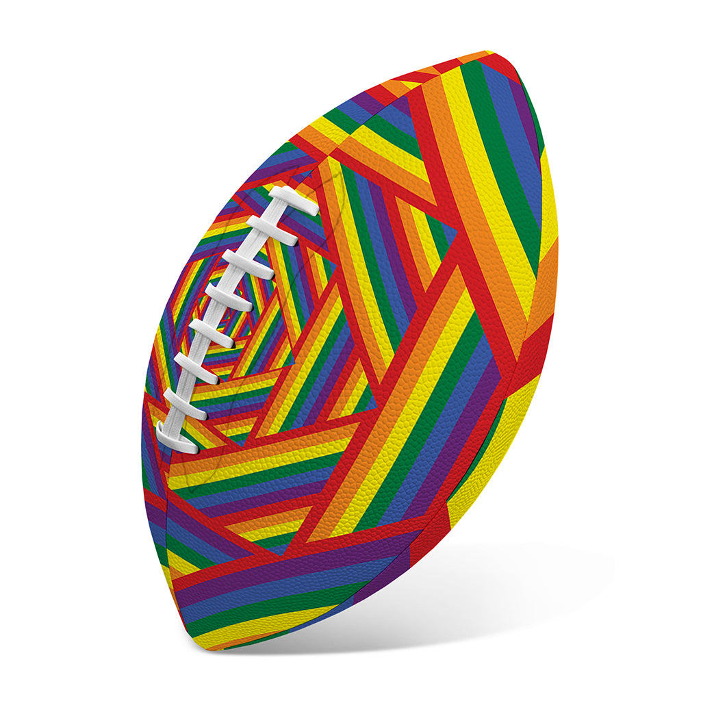 Abstract Rainbow LGBT Stripes Print Rugby Ball
