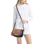 Abstract Rainbow LGBT Stripes Print Saddle Bag