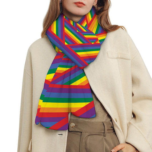 Abstract Rainbow LGBT Stripes Print Scarf
