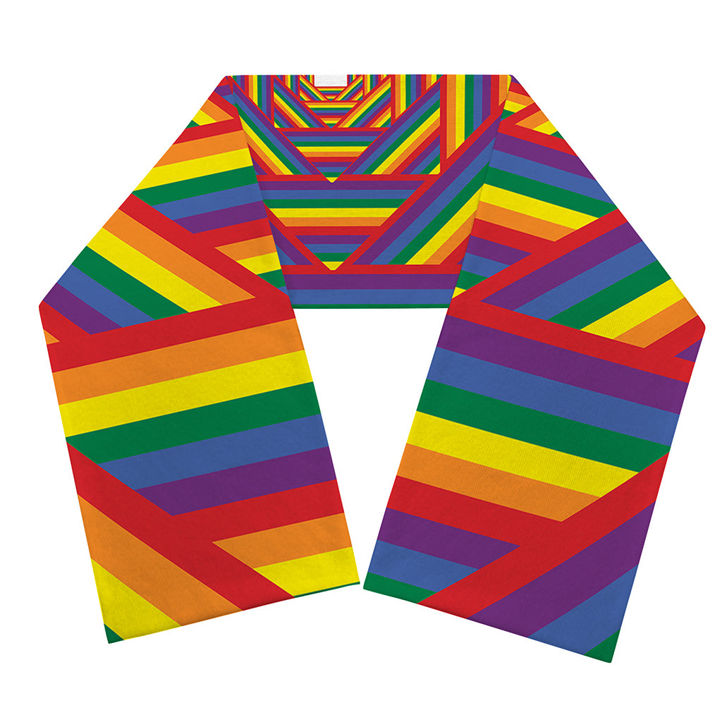 Abstract Rainbow LGBT Stripes Print Scarf