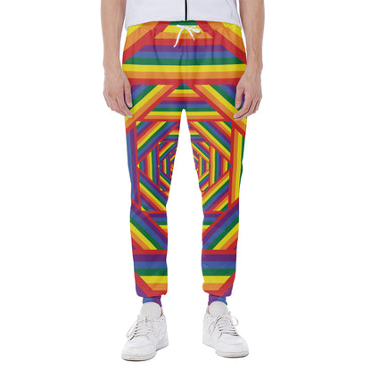 Abstract Rainbow LGBT Stripes Print Scuba Joggers
