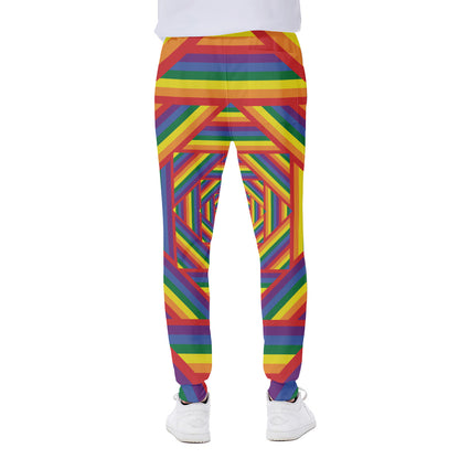 Abstract Rainbow LGBT Stripes Print Scuba Joggers