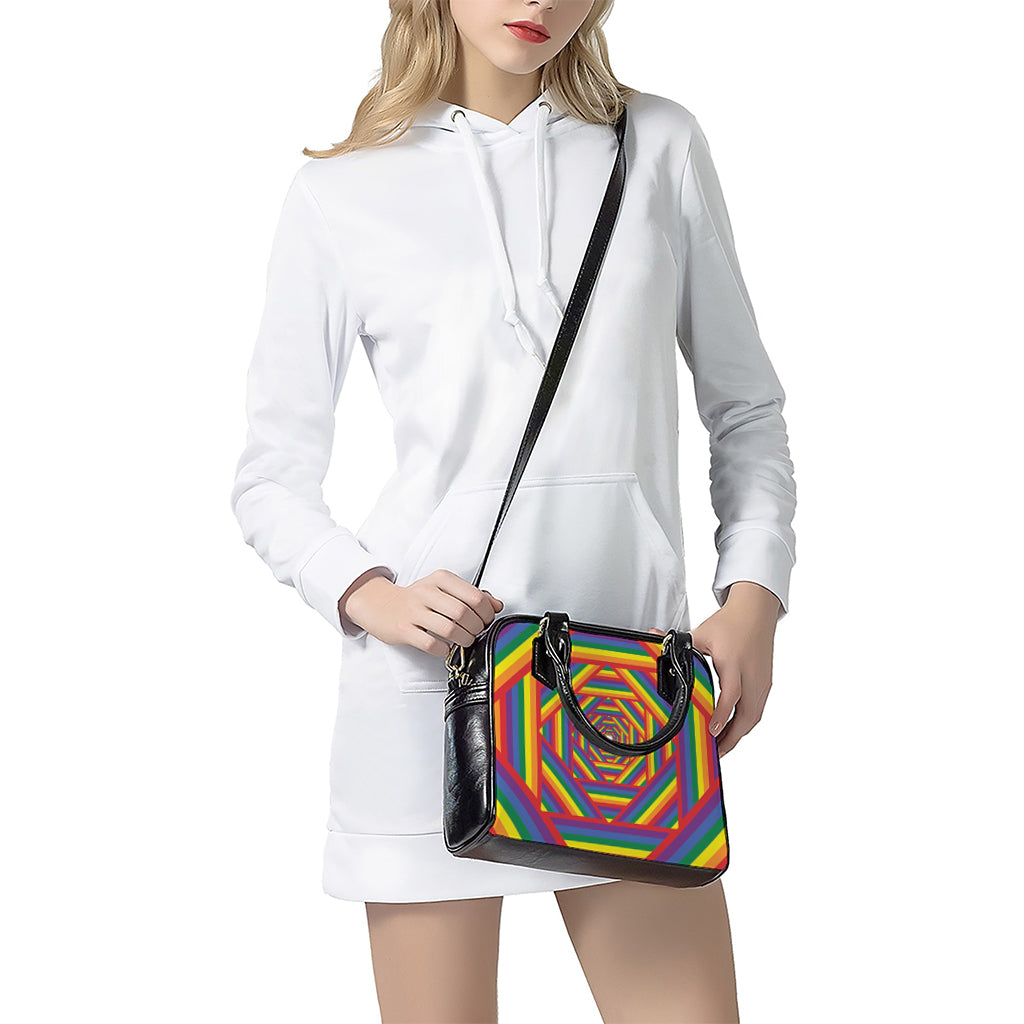 Abstract Rainbow LGBT Stripes Print Shoulder Handbag