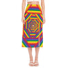 Abstract Rainbow LGBT Stripes Print Side Slit Midi Skirt