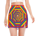 Abstract Rainbow LGBT Stripes Print Side Slit Mini Skirt