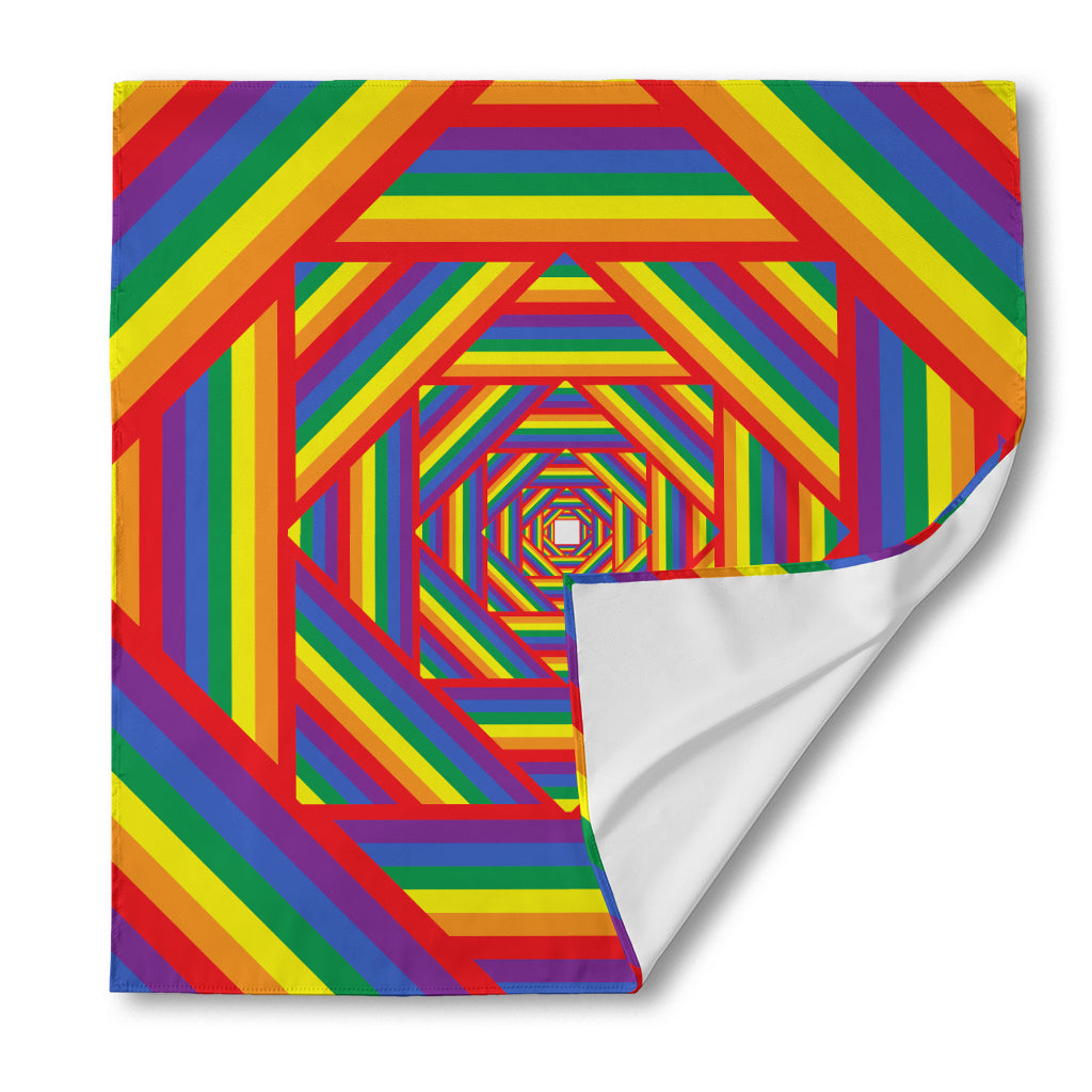 Abstract Rainbow LGBT Stripes Print Silk Bandana