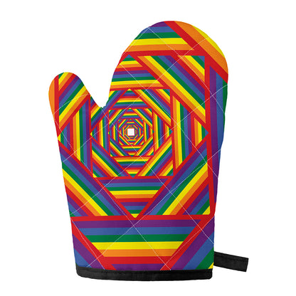 Abstract Rainbow LGBT Stripes Print Single Oven Mitt