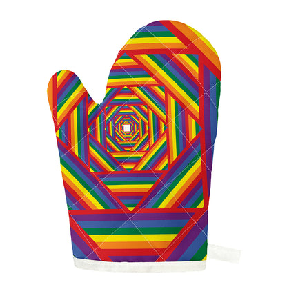 Abstract Rainbow LGBT Stripes Print Single Oven Mitt