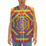 Abstract Rainbow LGBT Stripes Print Sleeveless Baseball Jersey