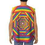 Abstract Rainbow LGBT Stripes Print Sleeveless Baseball Jersey