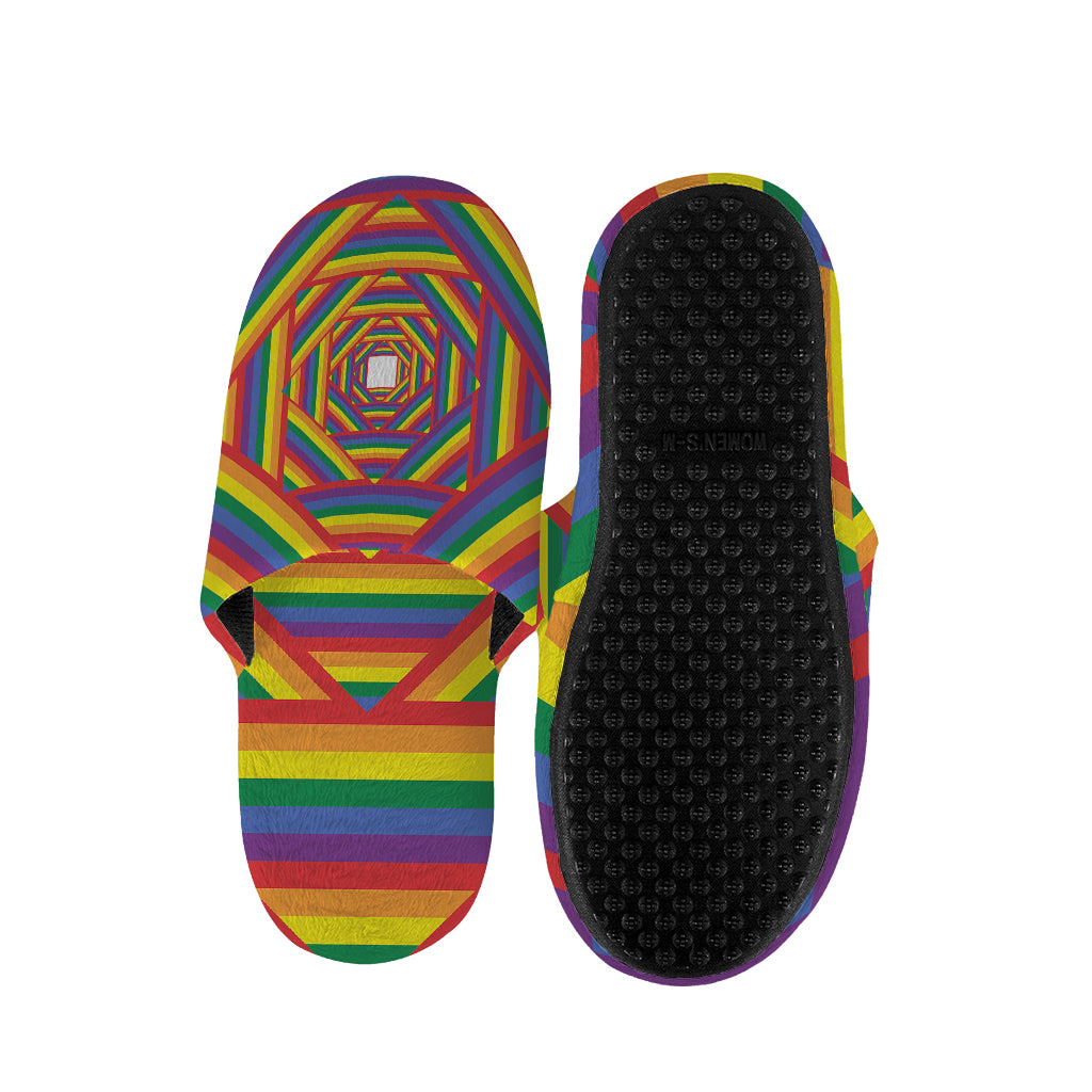 Abstract Rainbow LGBT Stripes Print Slippers