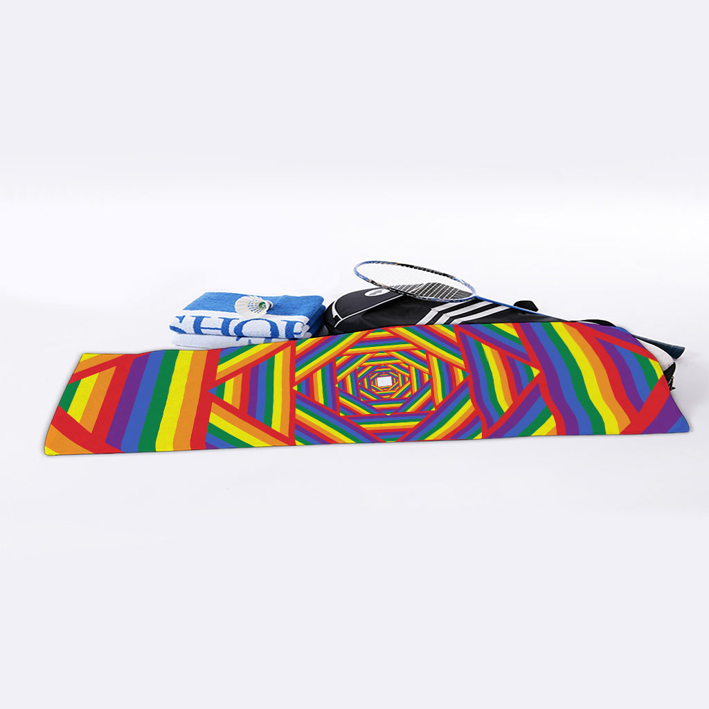 Abstract Rainbow LGBT Stripes Print Sports Towel