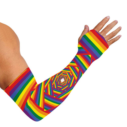 Abstract Rainbow LGBT Stripes Print Sun Protection Arm Sleeves