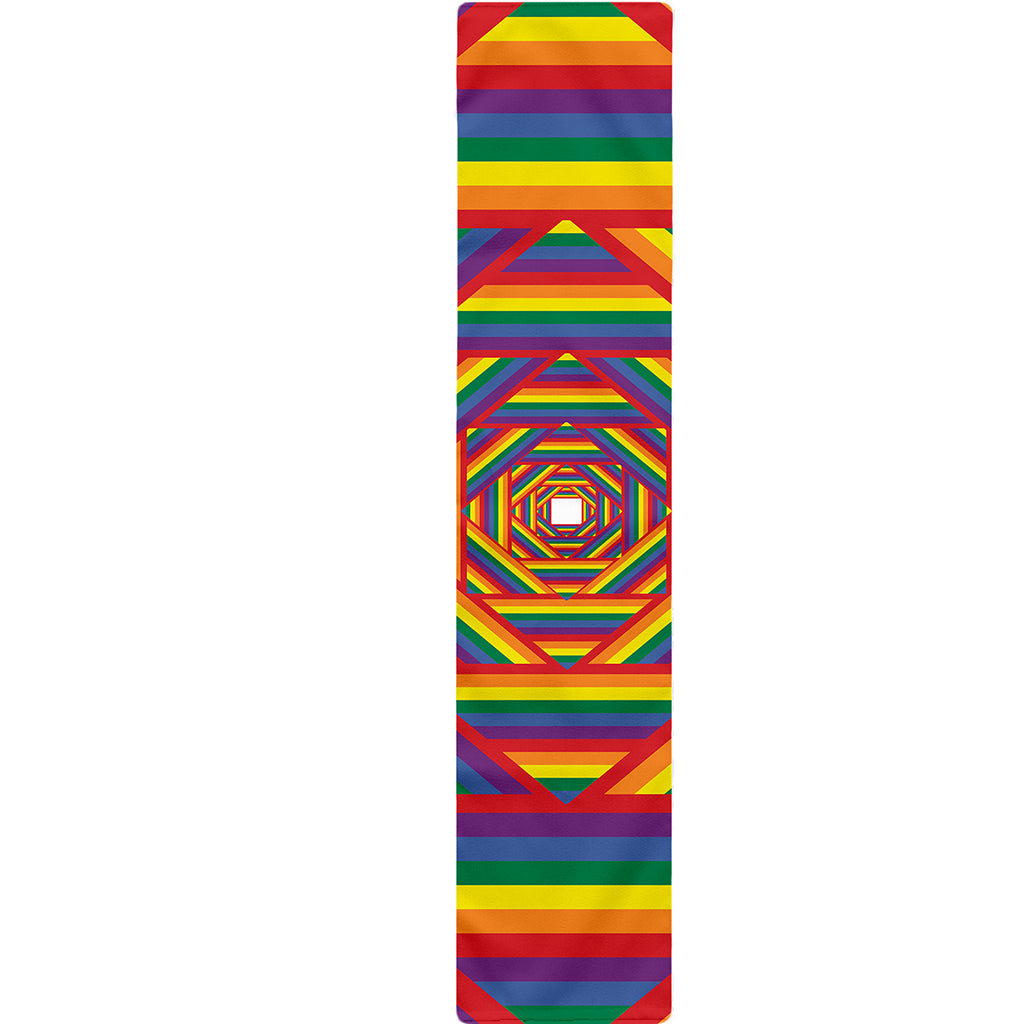 Abstract Rainbow LGBT Stripes Print Table Runner