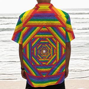 Abstract Rainbow LGBT Stripes Print Textured Short Sleeve Shirt