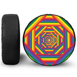 Abstract Rainbow LGBT Stripes Print Tire Cover