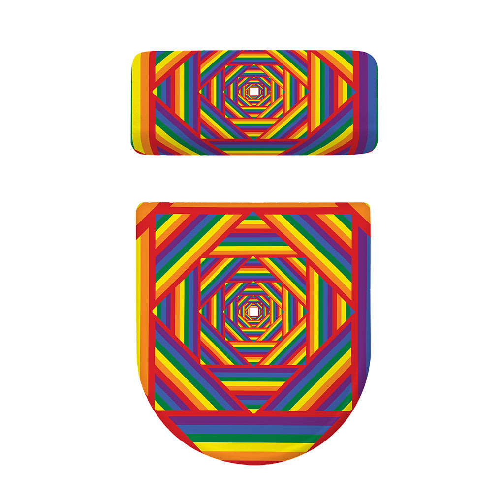 Abstract Rainbow LGBT Stripes Print Toilet Lid And Tank Cover Set