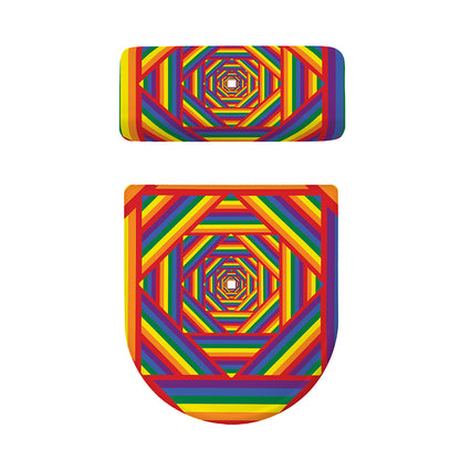 Abstract Rainbow LGBT Stripes Print Toilet Lid And Tank Cover Set