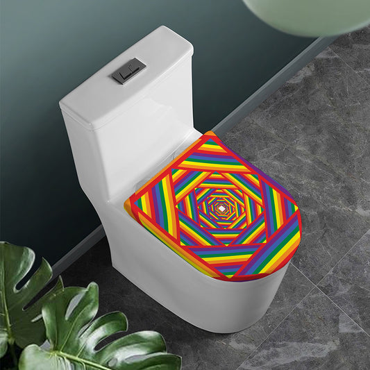 Abstract Rainbow LGBT Stripes Print Toilet Lid Cover