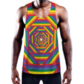 Abstract Rainbow LGBT Stripes Print Men's Workout Tank Top