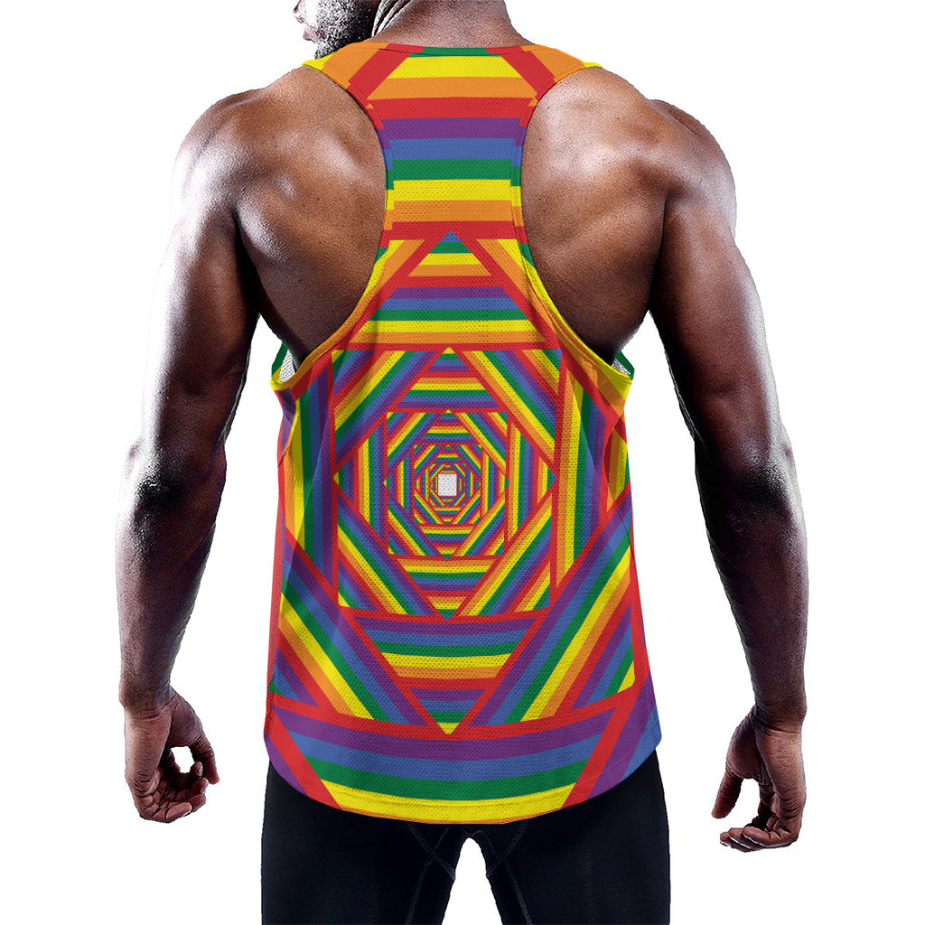 Abstract Rainbow LGBT Stripes Print Training Tank Top